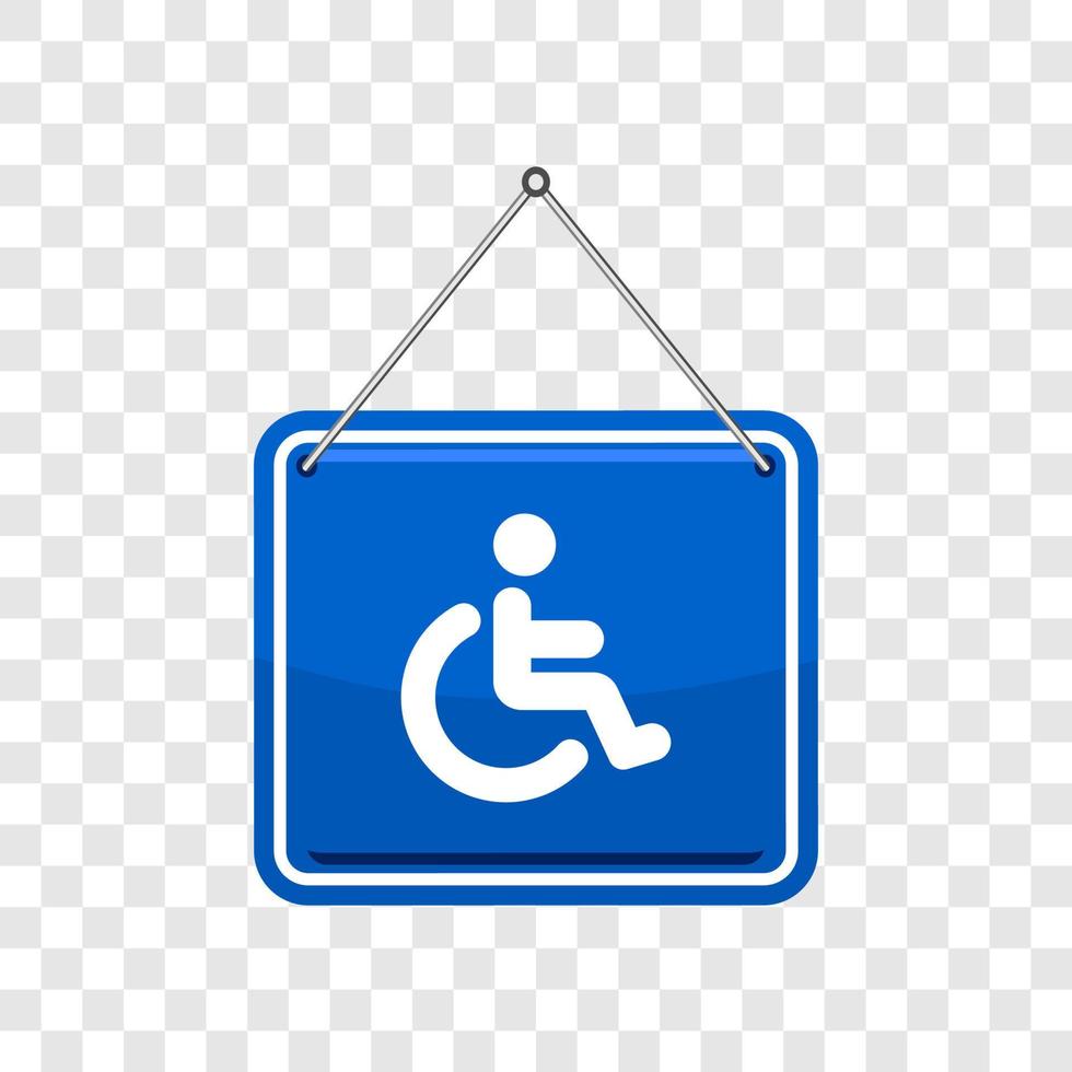 Wheelchair, handicapped parking hang tag access sign flat blue vector icon for apps and print illustration