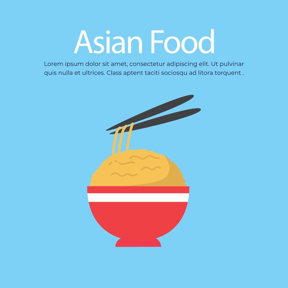 ilustración vectorial de fideos japoneses, comida asiática vector