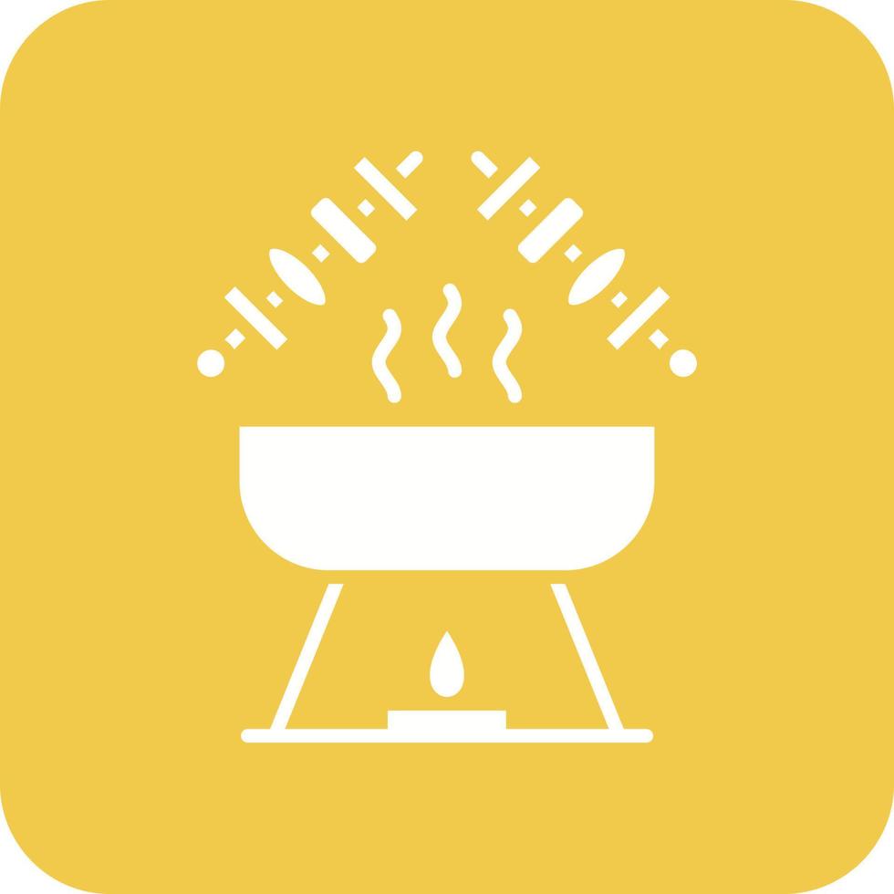 Satay Glyph Round Corner Background Icon vector