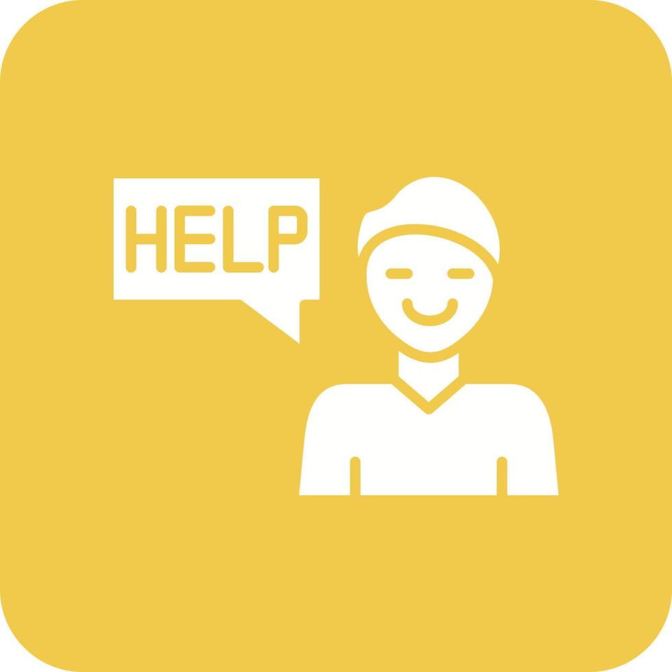 Ask For Help Glyph Round Corner Background Icon vector