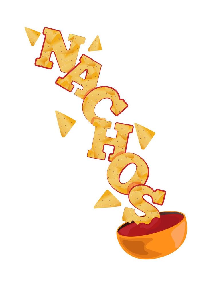 nachos voladores con salsa. comida nacional mexicana. ilustración de la cocina tradicional mexicana. comida rápida. dibujo de comida callejera. mejor para el menú del restaurante y el diseño de paquetes. ilustración vectorial vector