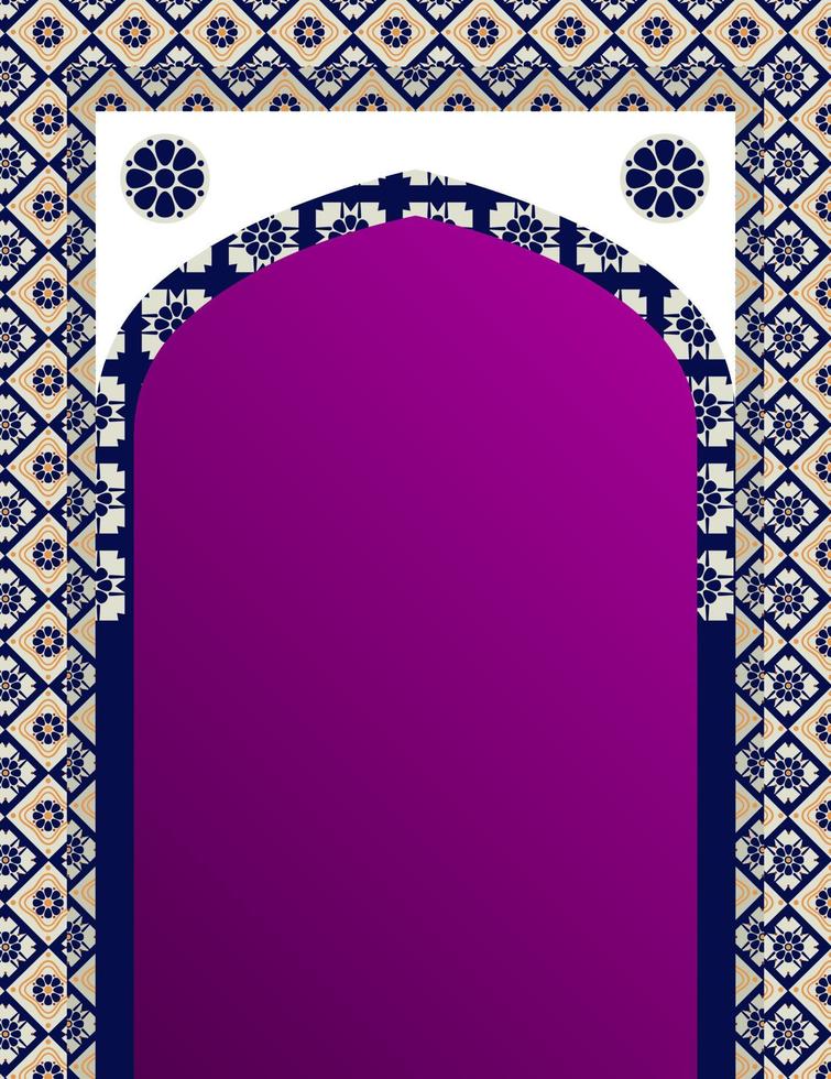 Indian ornamental arch. Indian temple. Architectural arch. Architecture, Arabic Emirates. vector