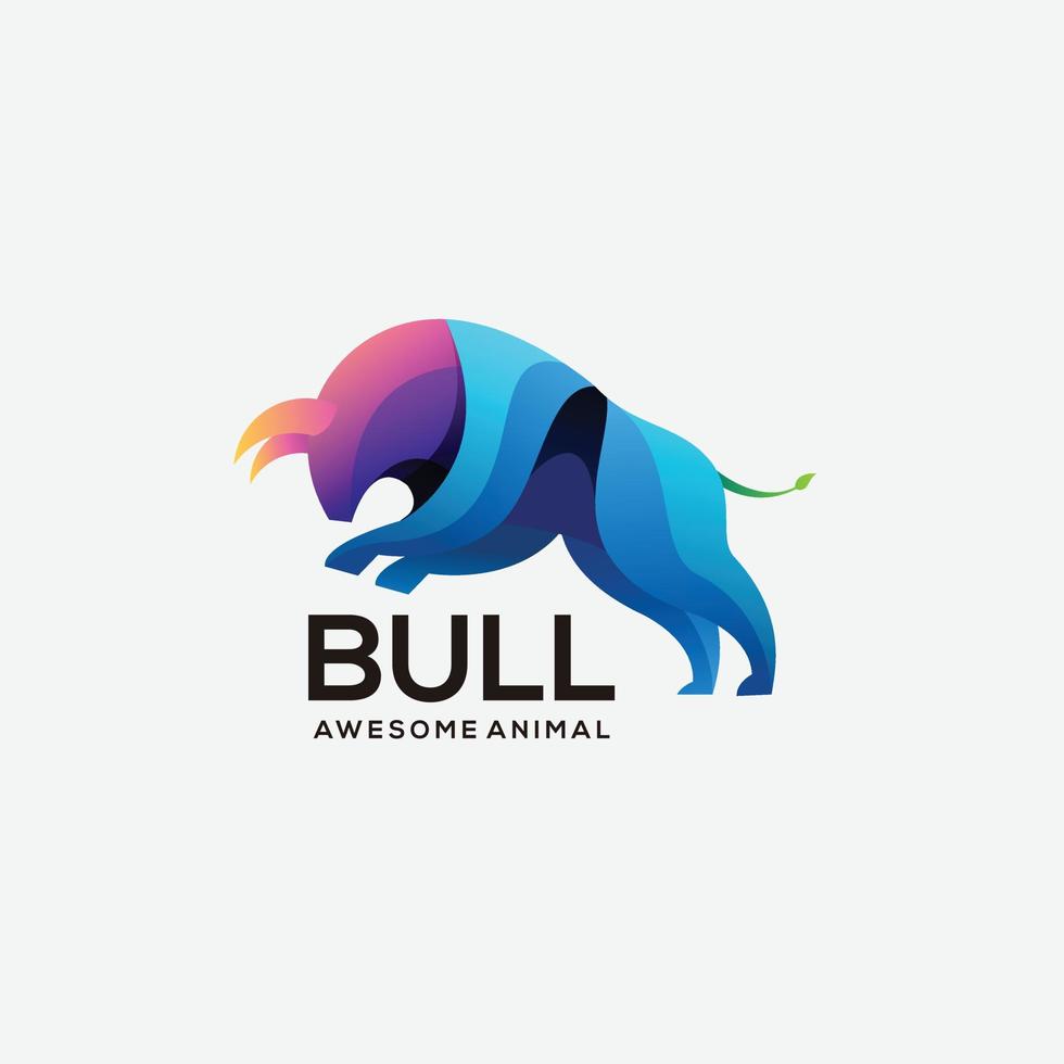 bull design logo gradient colorful vector