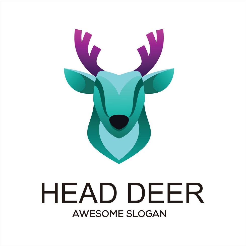 Vector head deer logo animals modern gradient color