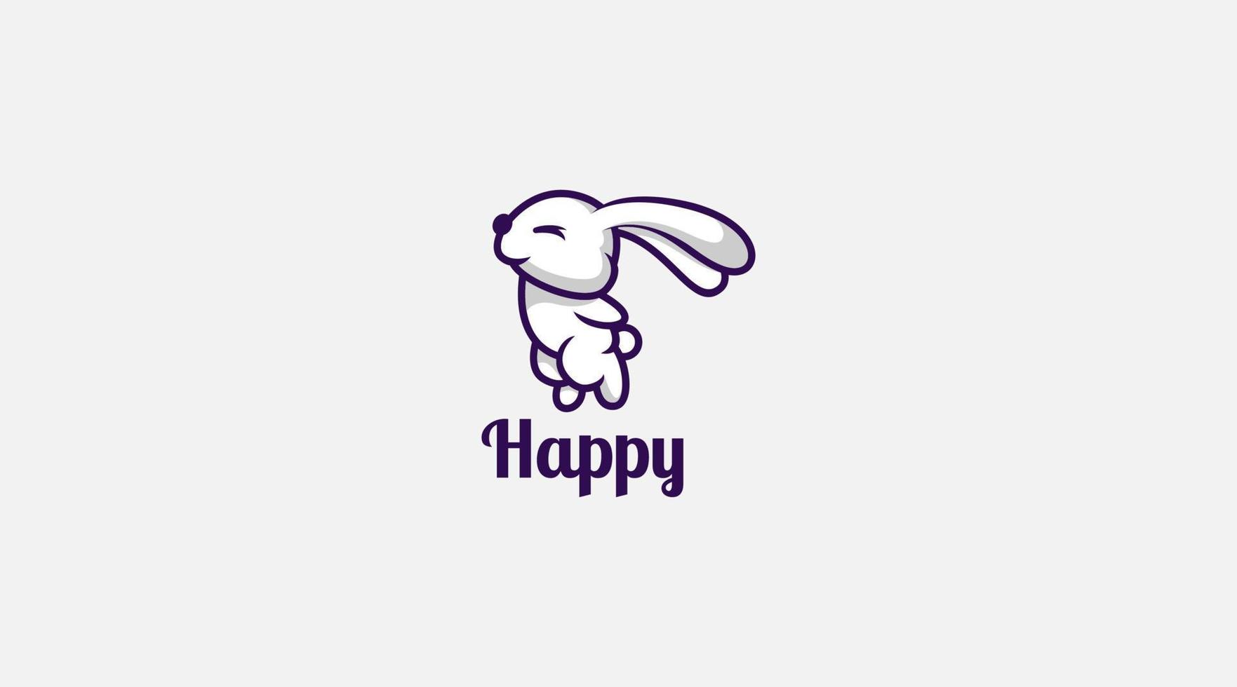 Happy rabbit vector logo design template symbol