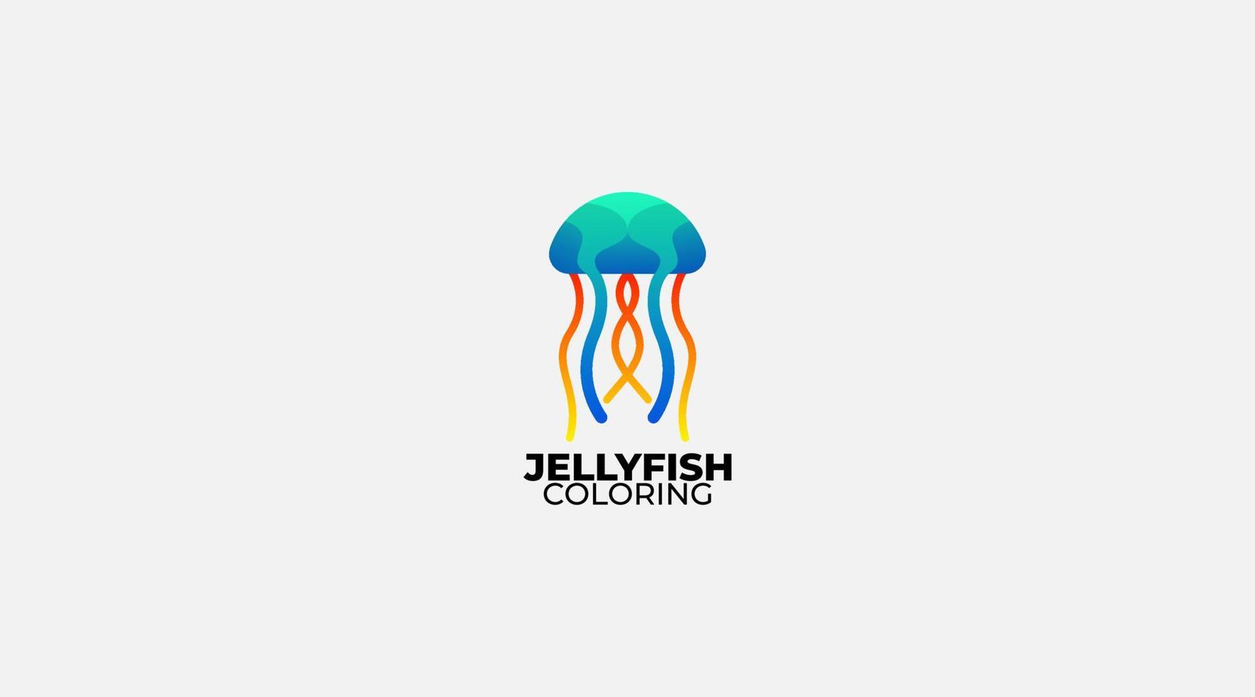 Gradient jelly fish vector logo design illustration