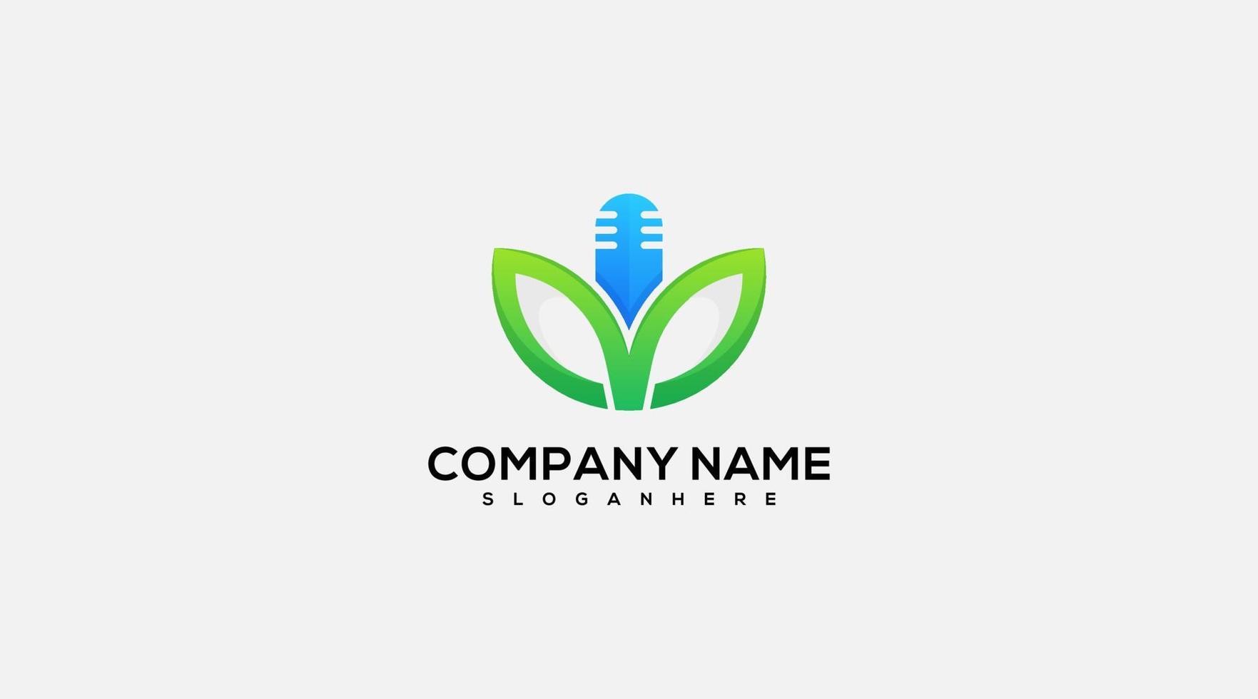 Premium Leaf Microphone Logo design vector template