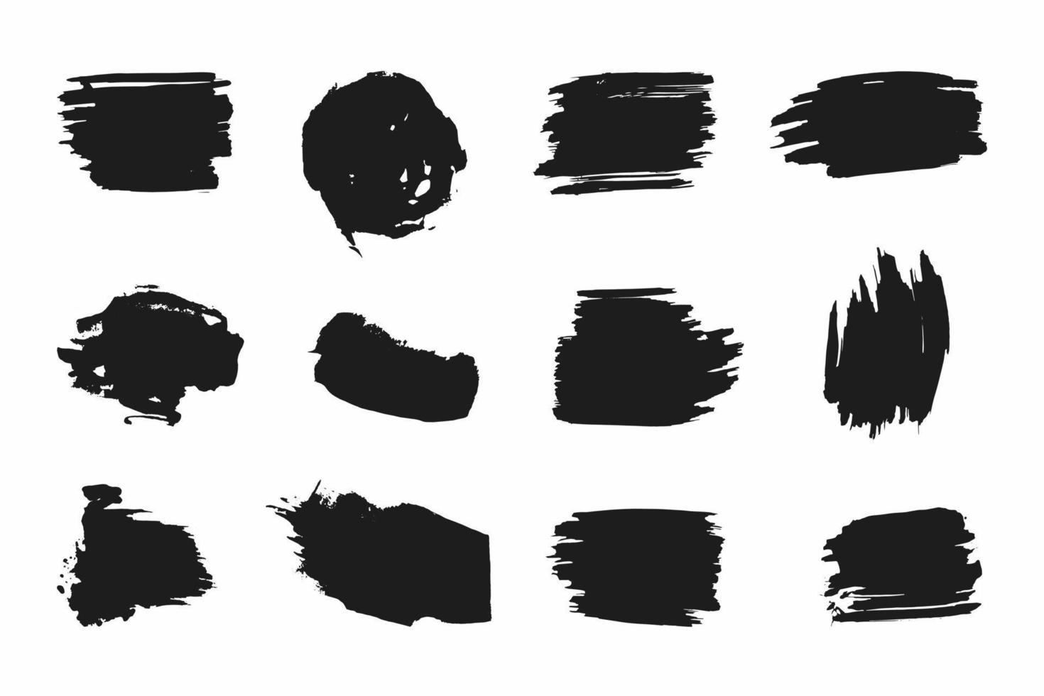 Set of Black Brush strokes. Vector paintbrushes isolated on a white background. Grunge design elements.