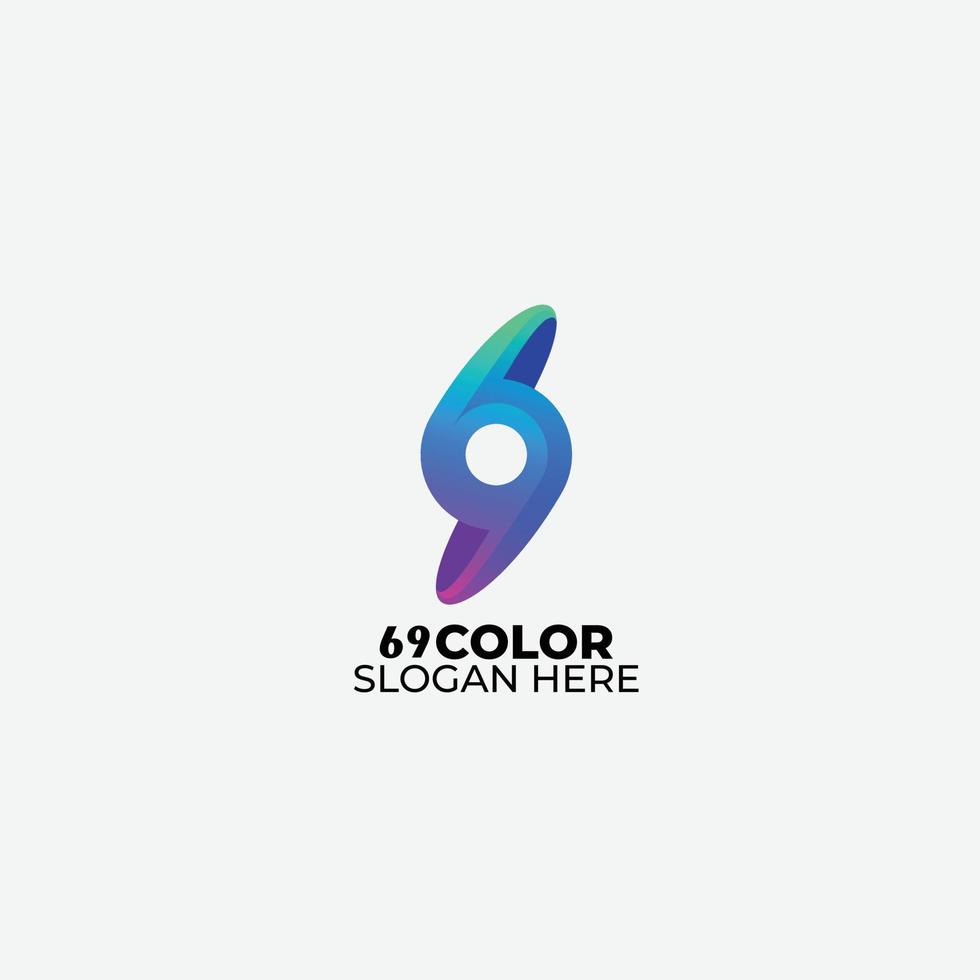 logo 69 diseño degradado colorido vector