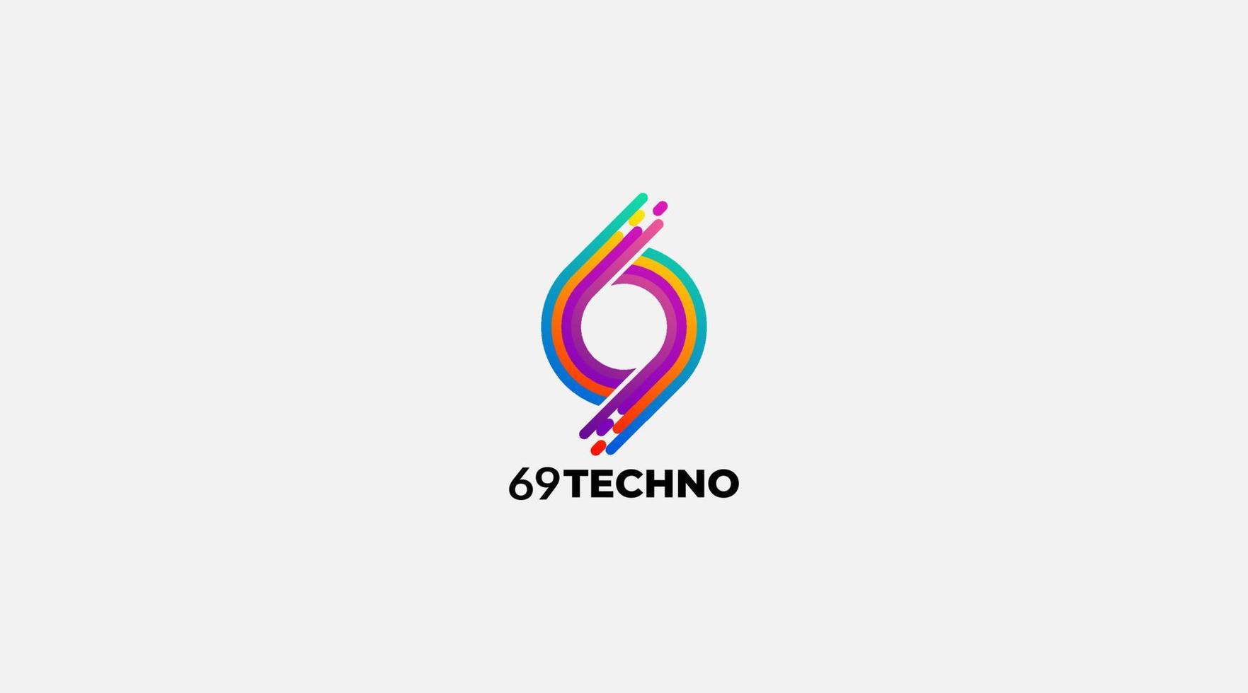 Gradient 69 techno vector logo design illustration