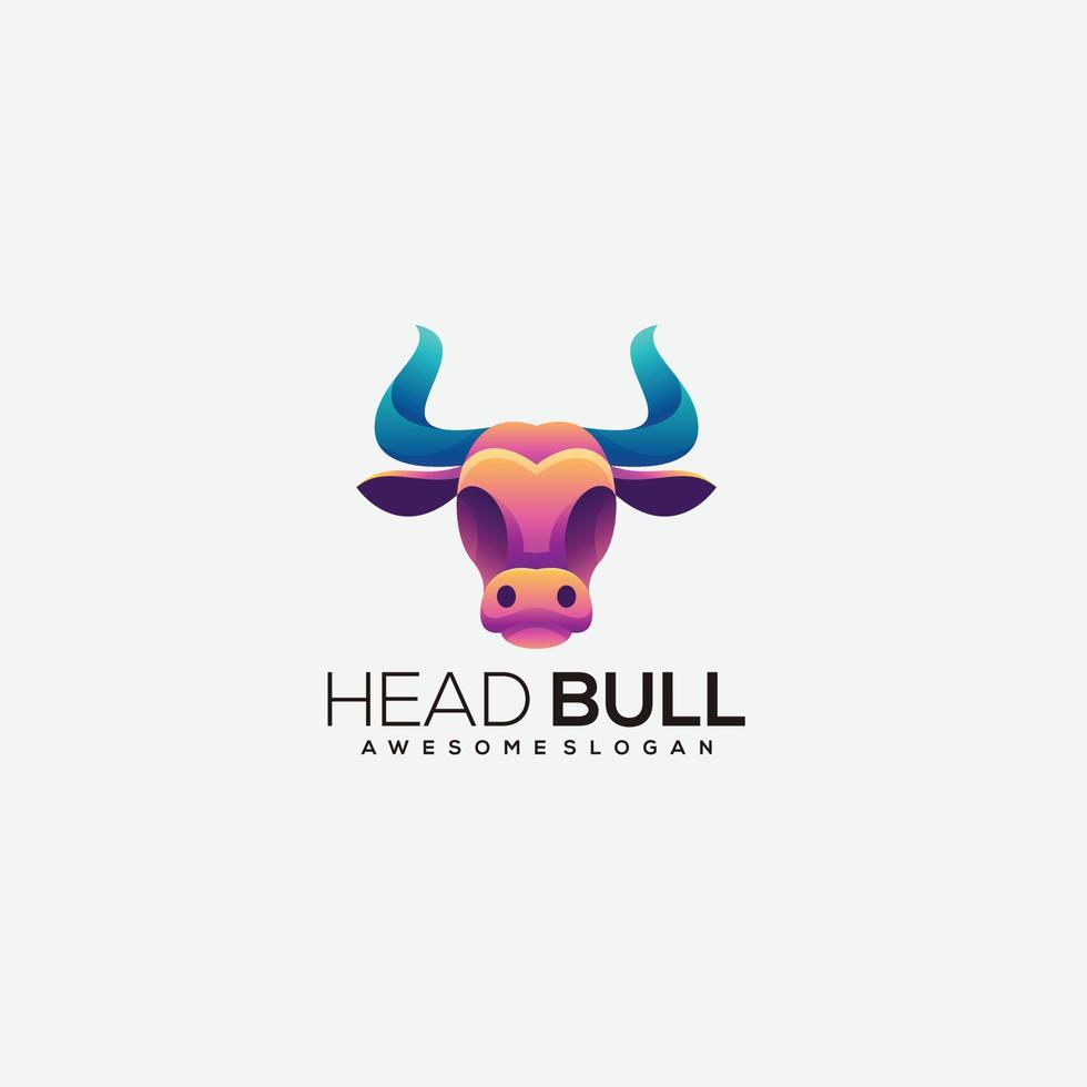 head bull logo design gradient colorful vector