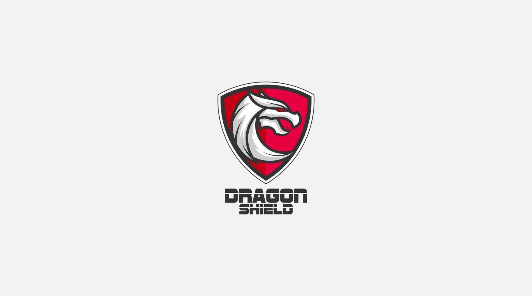 Dragon shield vector logo design illustration icon
