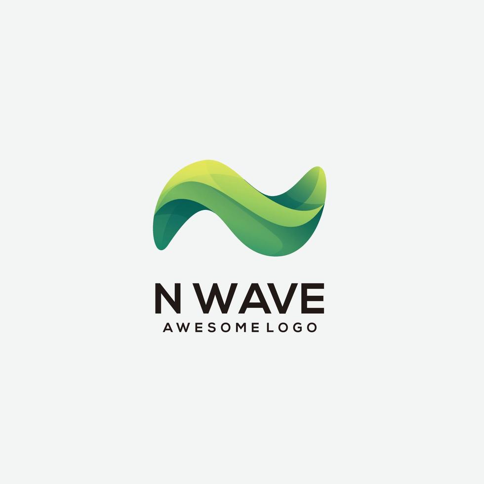 n wave logo gradient colorful vector