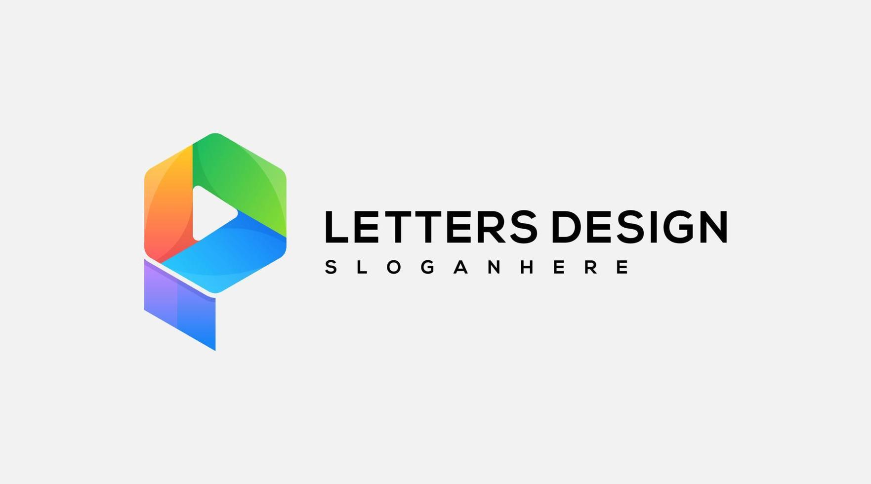 diseño de logotipo de letra p degradado en estilo moderno vector