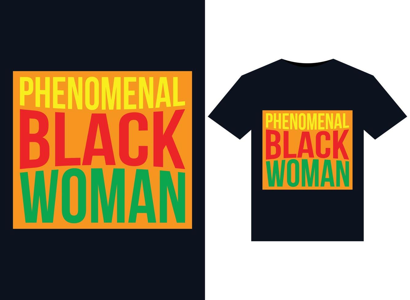Phenomenal Black Woman illustrations for print-ready T-Shirts design vector