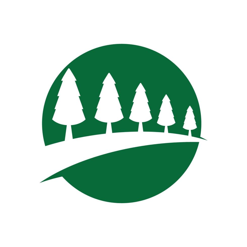 Pine tree illustration vector flat design template