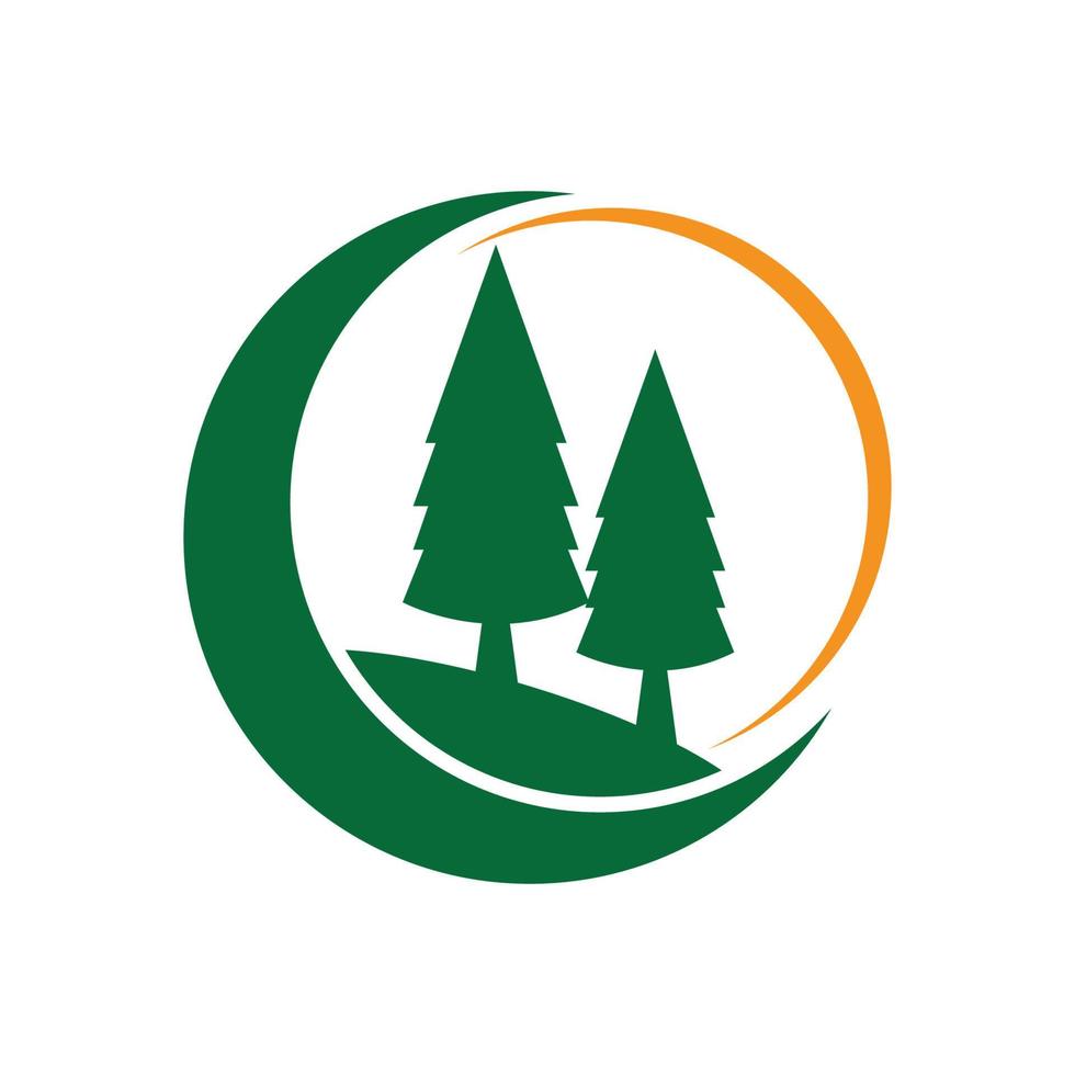 Pine tree illustration vector flat design template