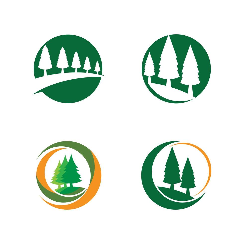 Pine tree illustration vector flat design template