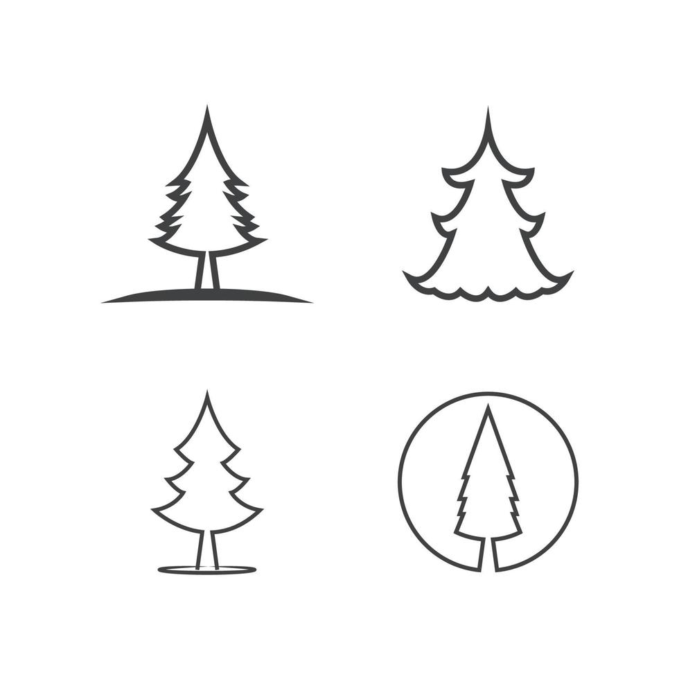 Pine tree illustration vector flat design template