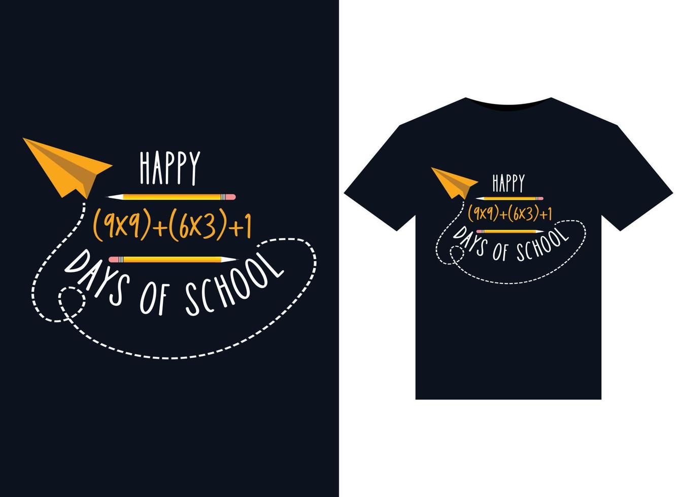 ilustraciones de días felices de la escuela para el diseño de camisetas listas para imprimir vector