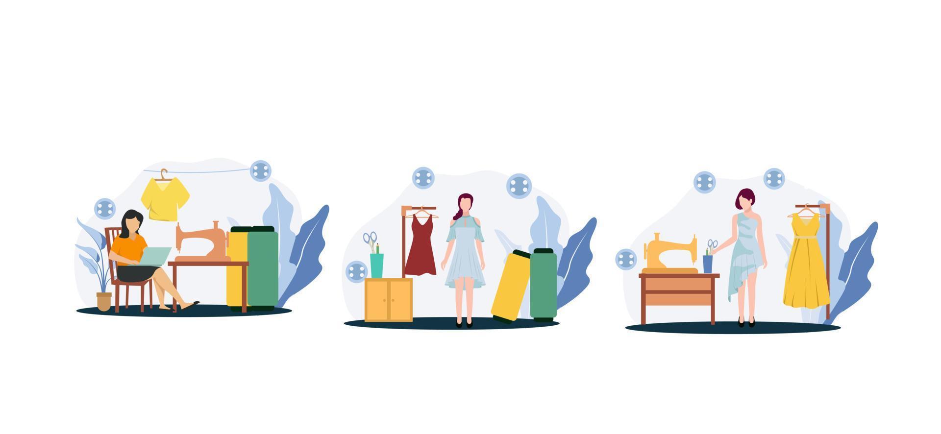 Flat Bundle Fashion Design Illustration vector