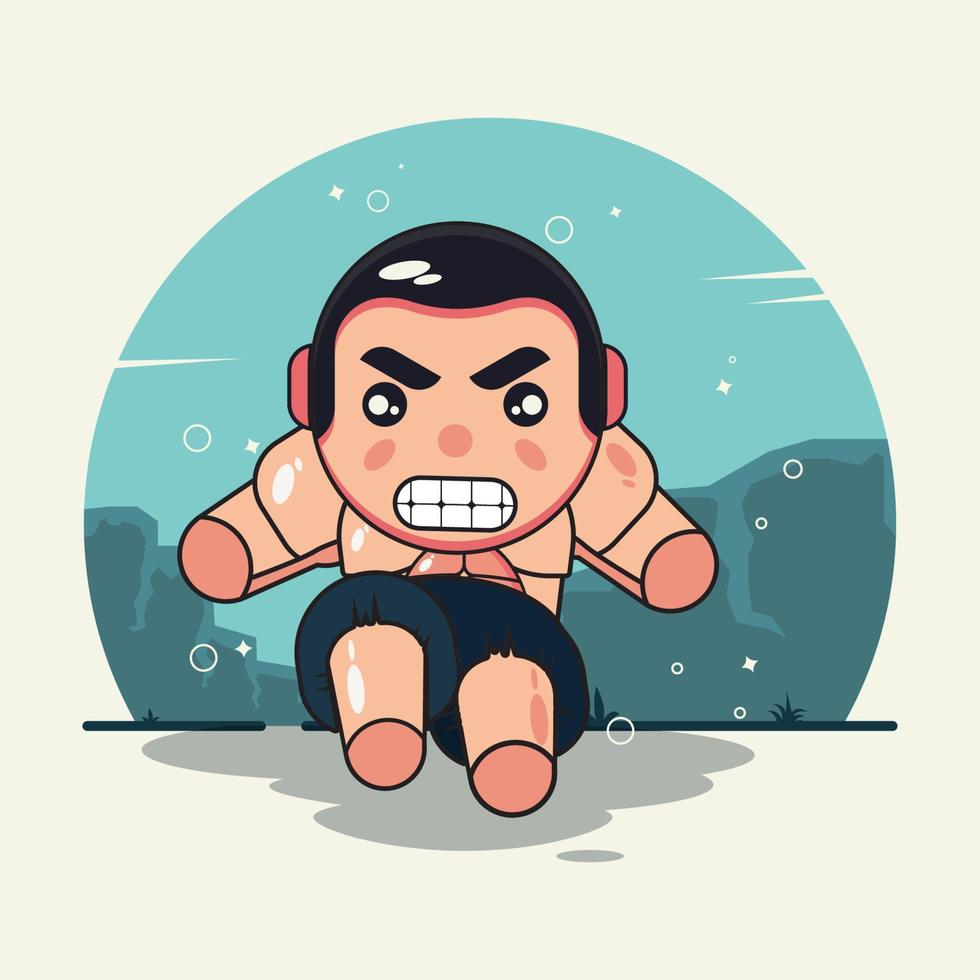 Cute angry boy cartoon design vector illustration