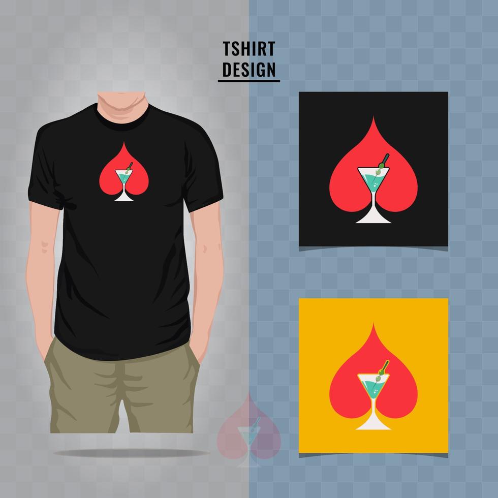 Ilustración de vector de diseño de camiseta martini rummy
