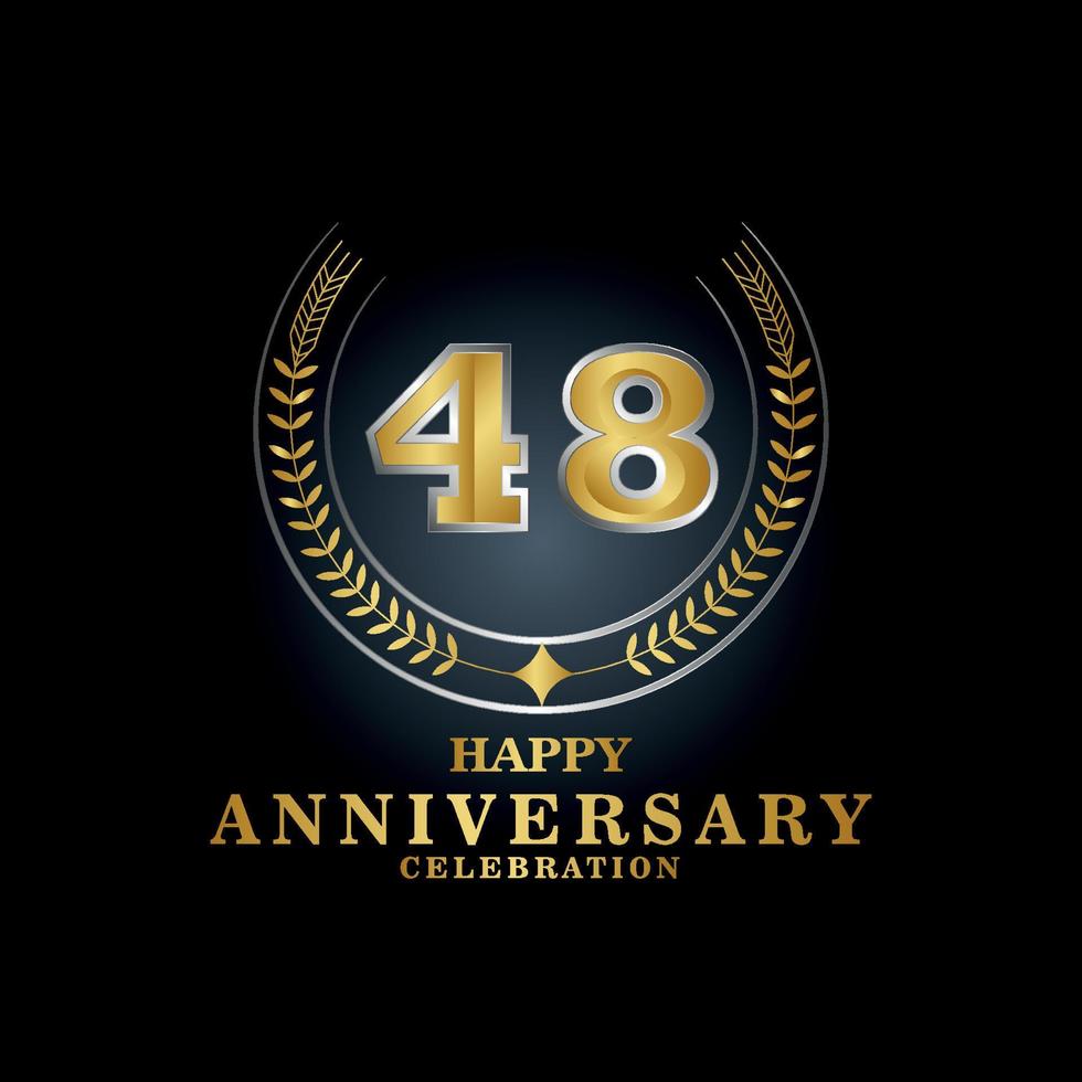 Template emblem 48th years old luxurious anniversary with a frame in the form of laurel branches and the number . anniversary royal logo. Vector illustration Design