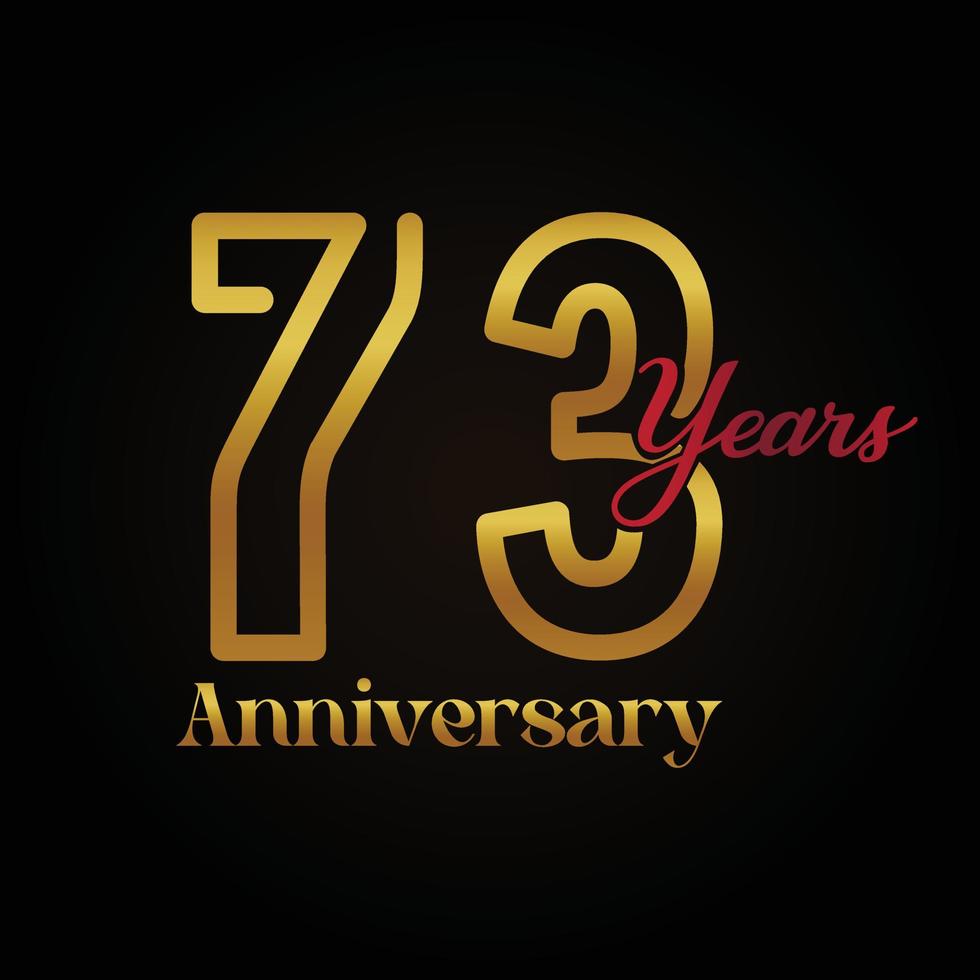 73rd anniversary celebration logotype with handwriting golden and red colour elegant design . vector anniversary for celebration, invitation card, and greeting card.