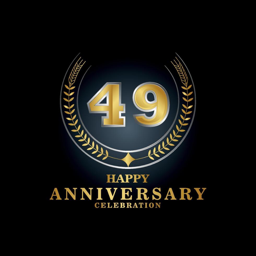 Template emblem 49th years old luxurious anniversary with a frame in the form of laurel branches and the number . anniversary royal logo. Vector illustration Design