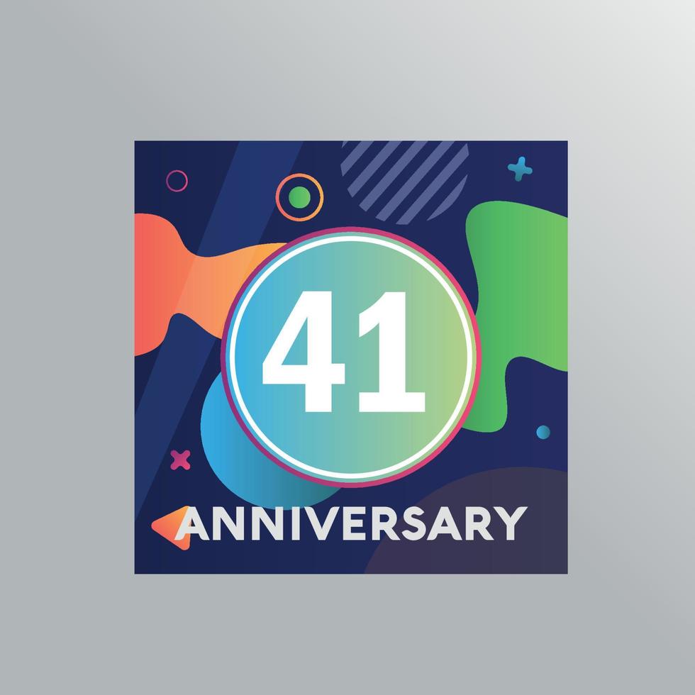 41st years anniversary logo, vector design birthday celebration with colourful background and abstract shape.