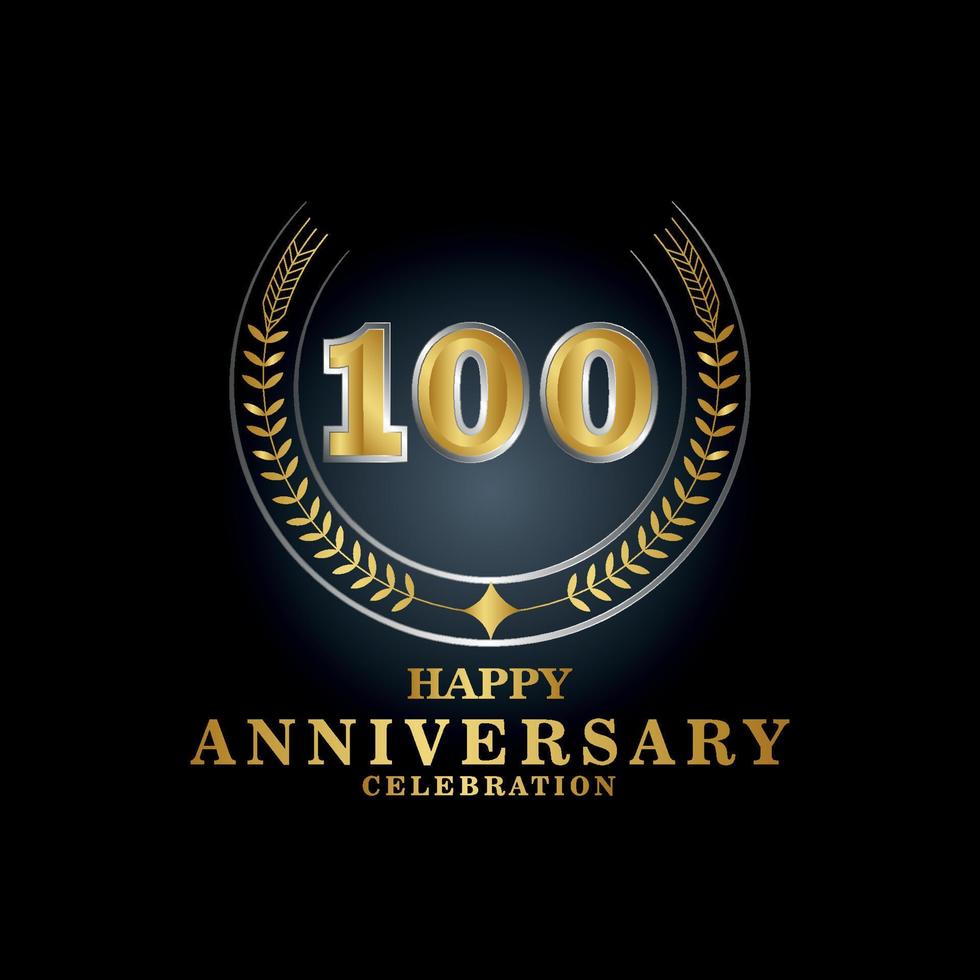Template emblem 100th years old luxurious anniversary with a frame in the form of laurel branches and the number . anniversary royal logo. Vector illustration Design