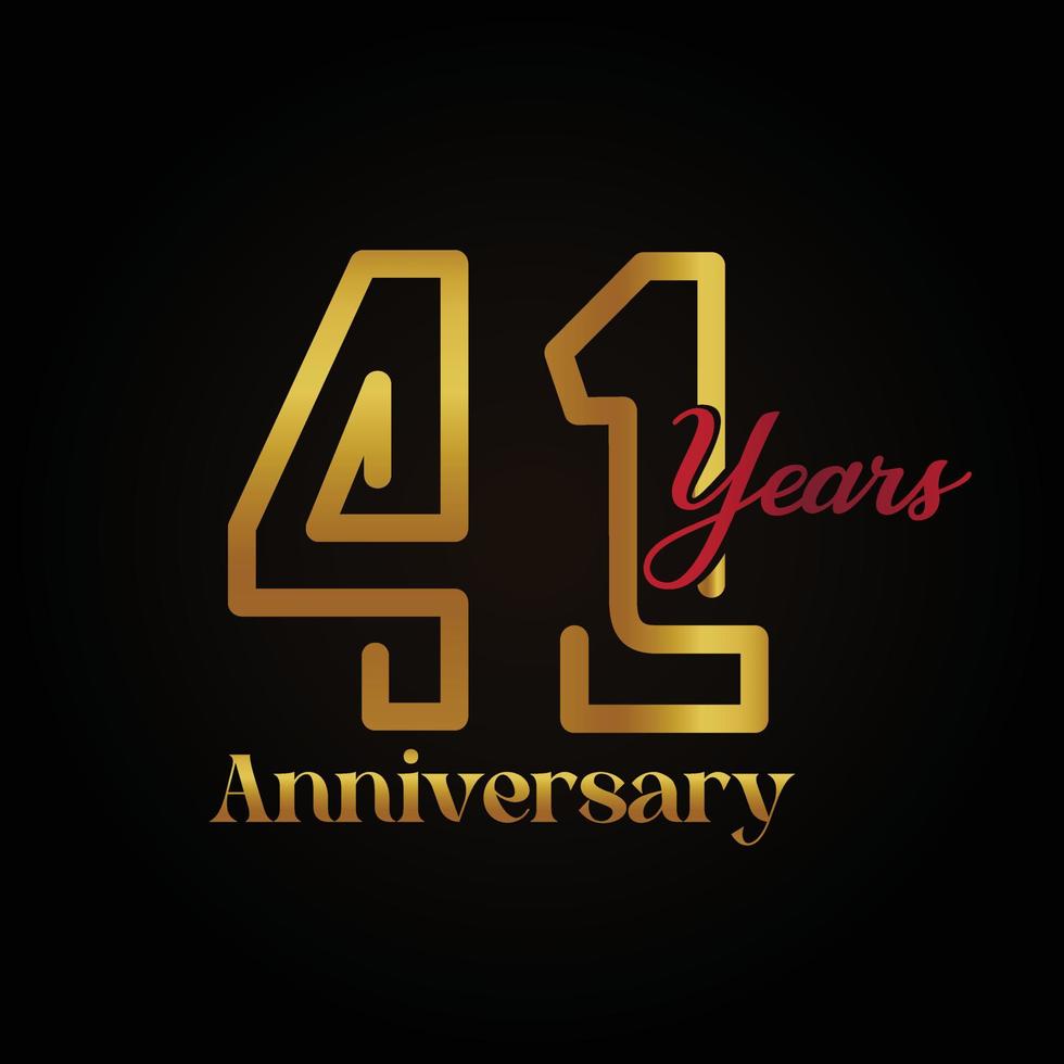 41st anniversary celebration logotype with handwriting golden and red colour elegant design . vector anniversary for celebration, invitation card, and greeting card.