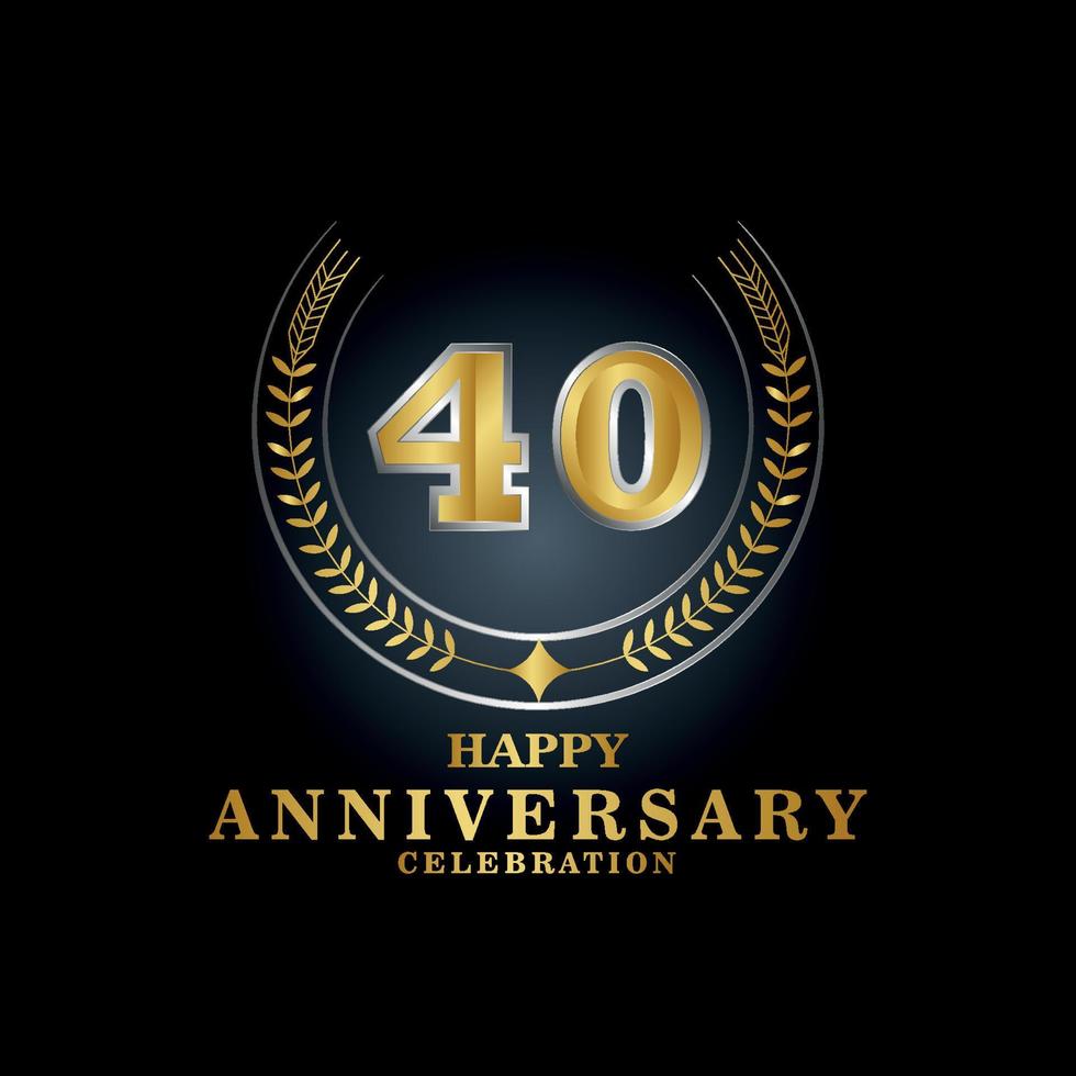 Template emblem 40th years old luxurious anniversary with a frame in the form of laurel branches and the number . anniversary royal logo. Vector illustration Design