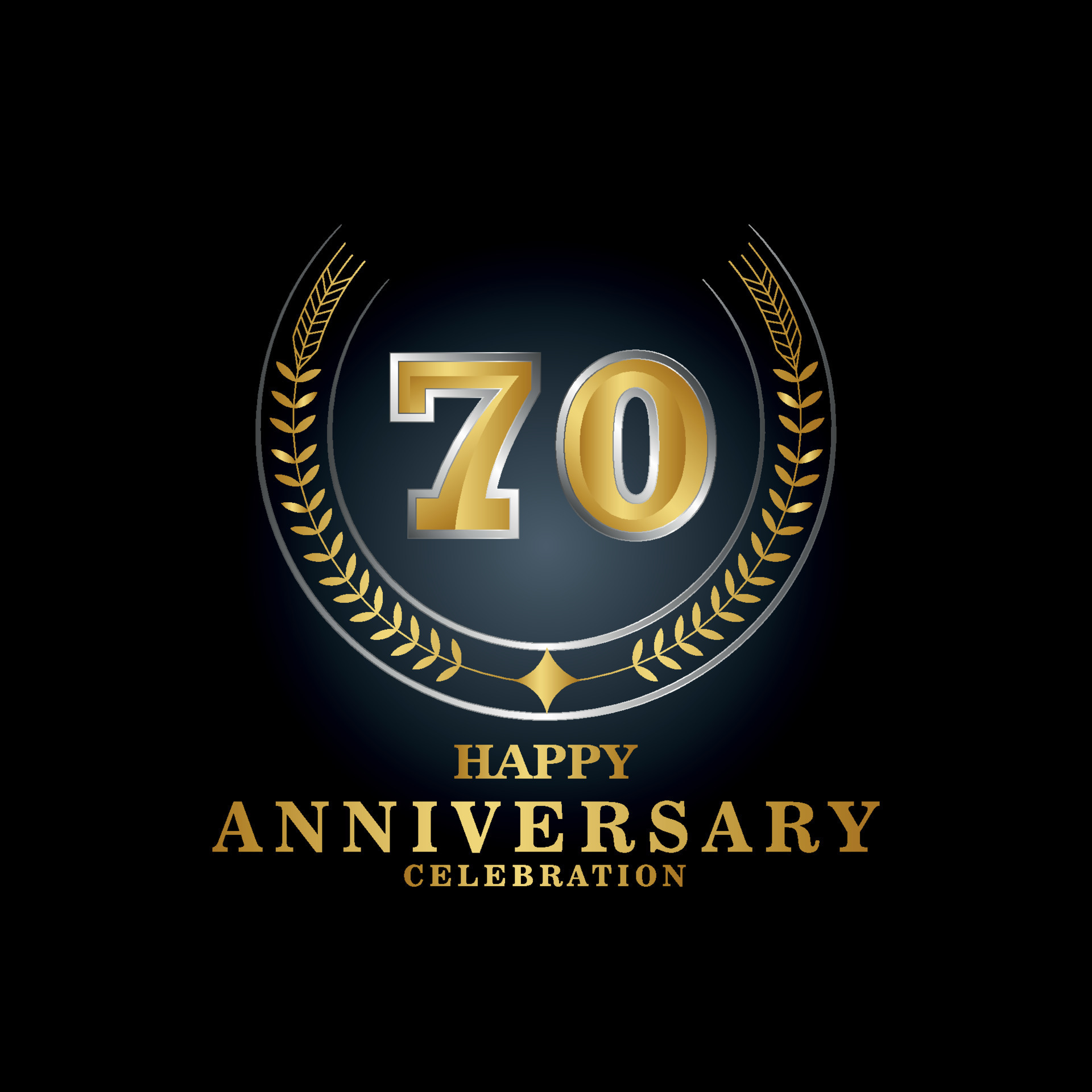 Template emblem 70th years old luxurious anniversary with a frame