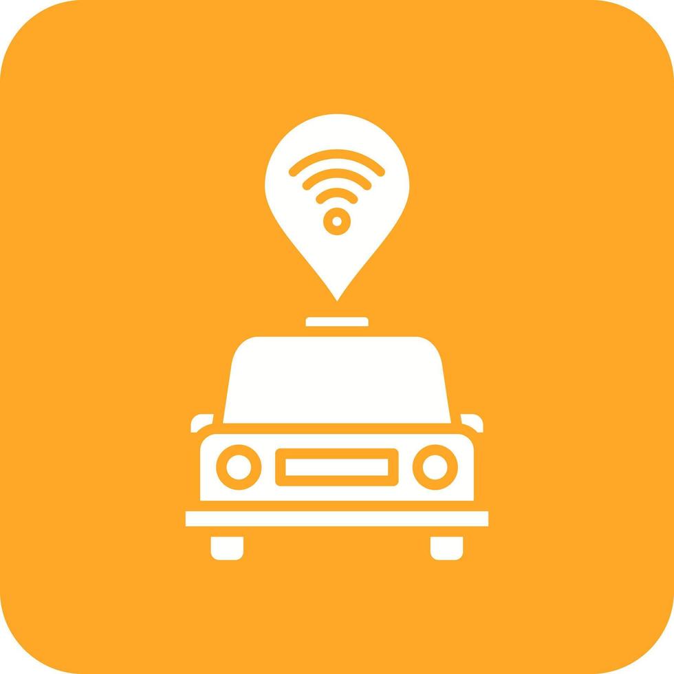 Connected Vehicle Glyph Round Corner Background Icon vector