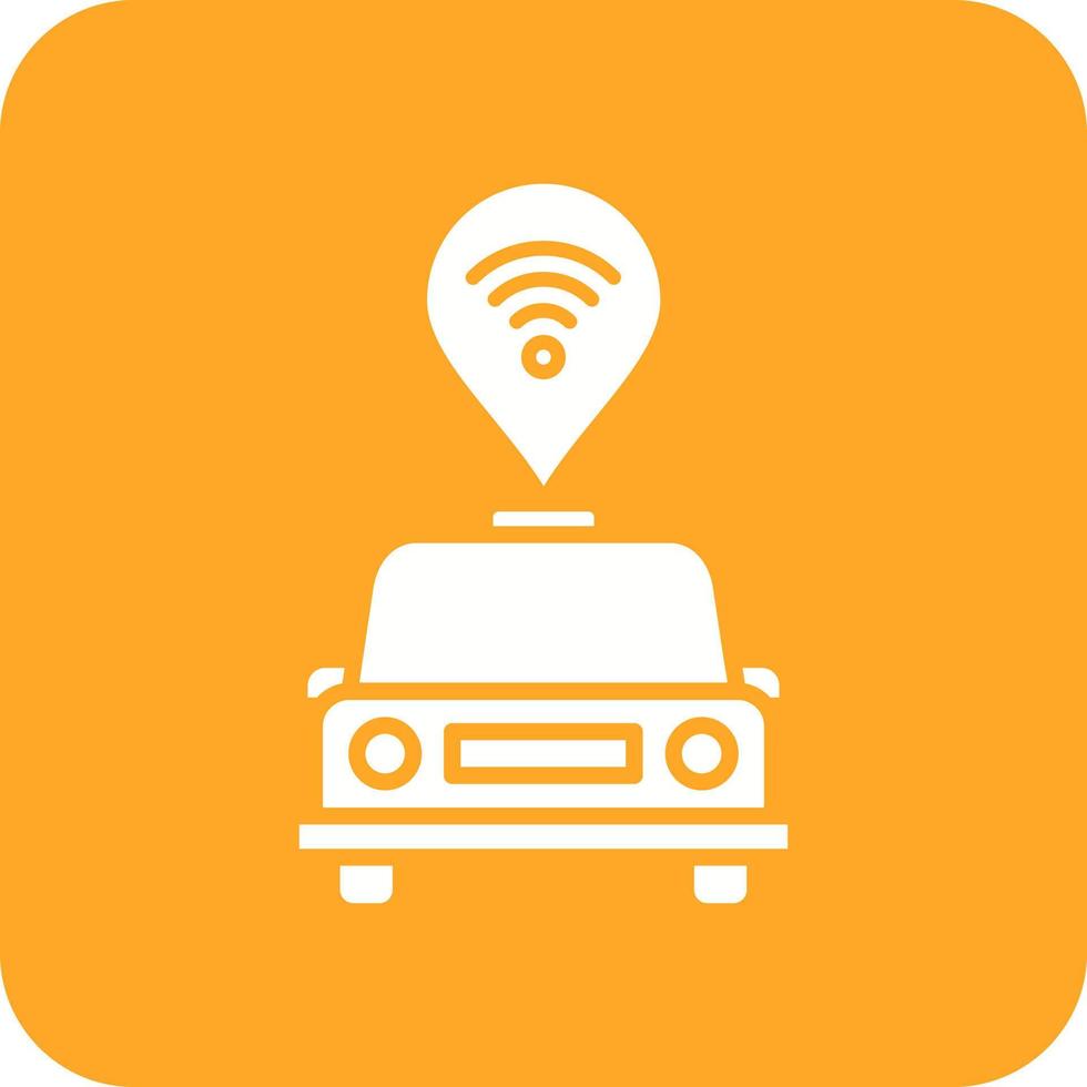 Connected Vehicle Glyph Round Corner Background Icon vector