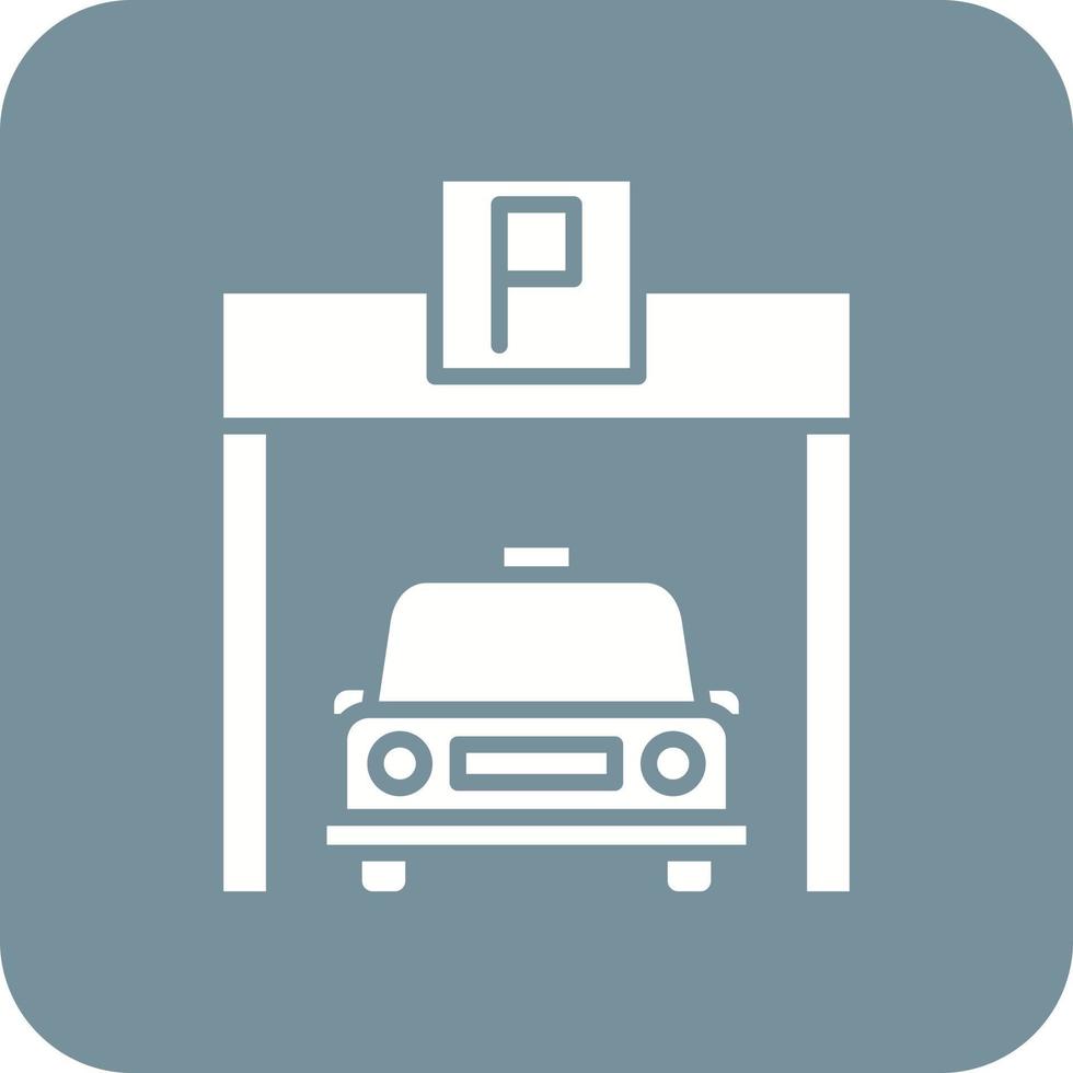 Car Park Glyph Round Corner Background Icon vector