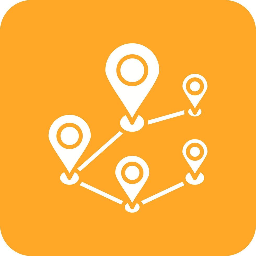 Multiple Destinations Glyph Round Corner Background Icon vector