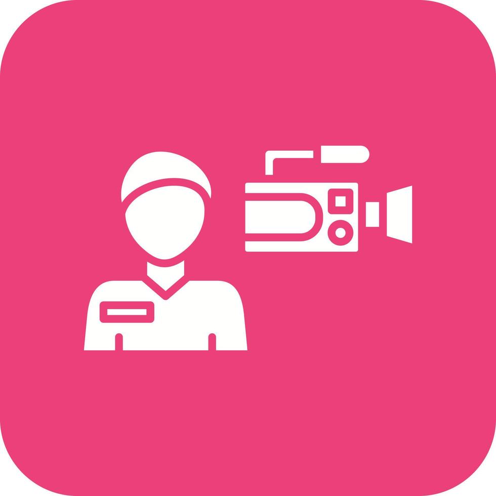 Camera Operator Glyph Round Corner Background Icon vector