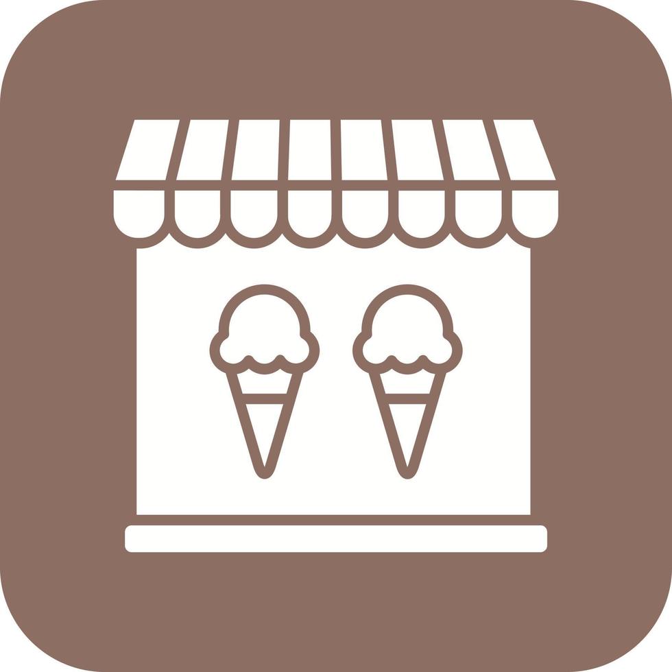 Icecream Shop Glyph Round Corner Background Icon vector