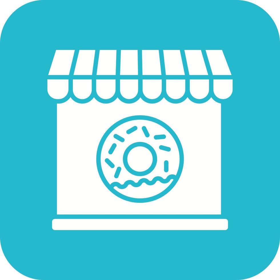 Donut Shop Glyph Round Corner Background Icon vector