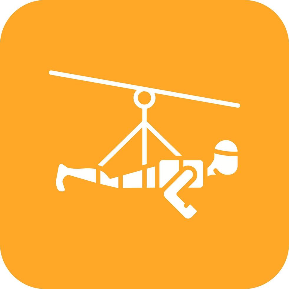 icono de fondo de esquina redonda de glifo zipline vector