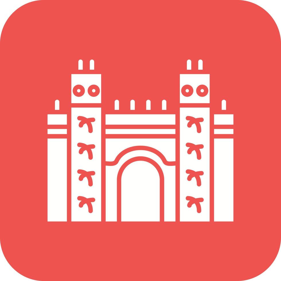 Ishtar Gate Glyph Round Corner Background Icon vector
