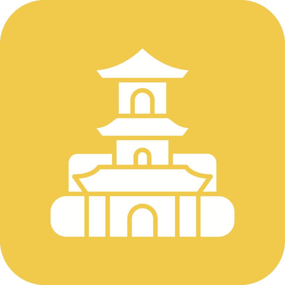 Stupa Glyph Round Corner Background Icon vector