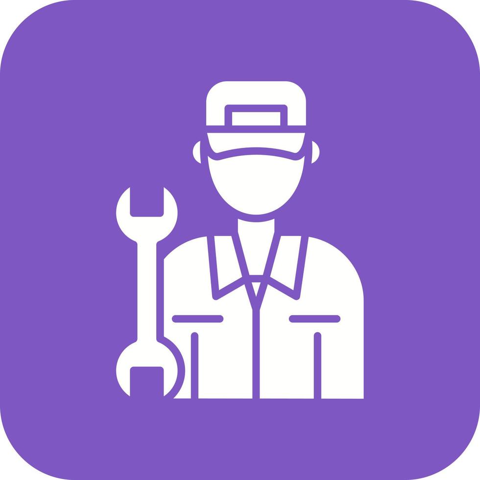 Mechanic Glyph Round Corner Background Icon vector