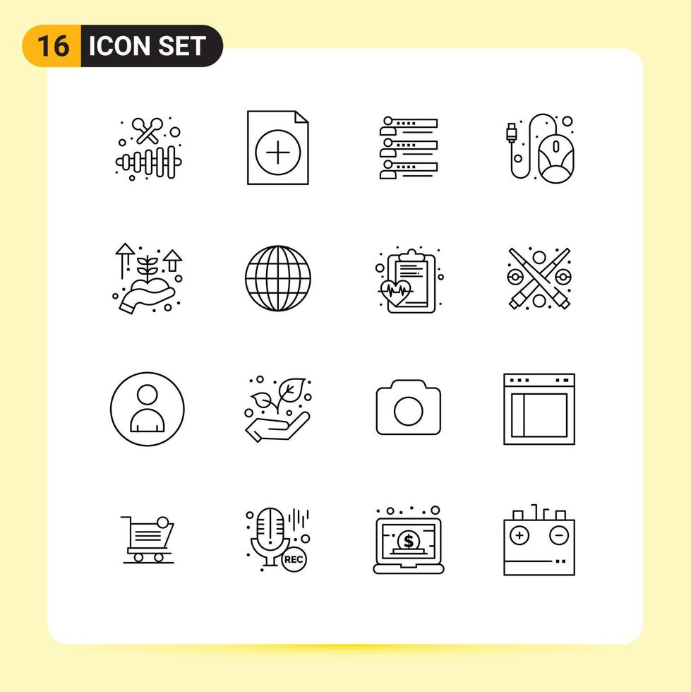 Pack of 16 creative Outlines of hardware line graphs computer statistics Editable Vector Design Elements