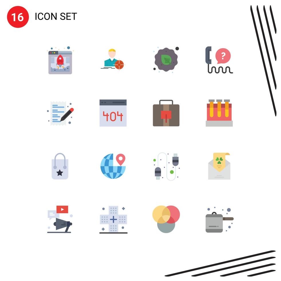 Set of 16 Vector Flat Colors on Grid for access leaf web hosting target vegan Editable Pack of Creative Vector Design Elements
