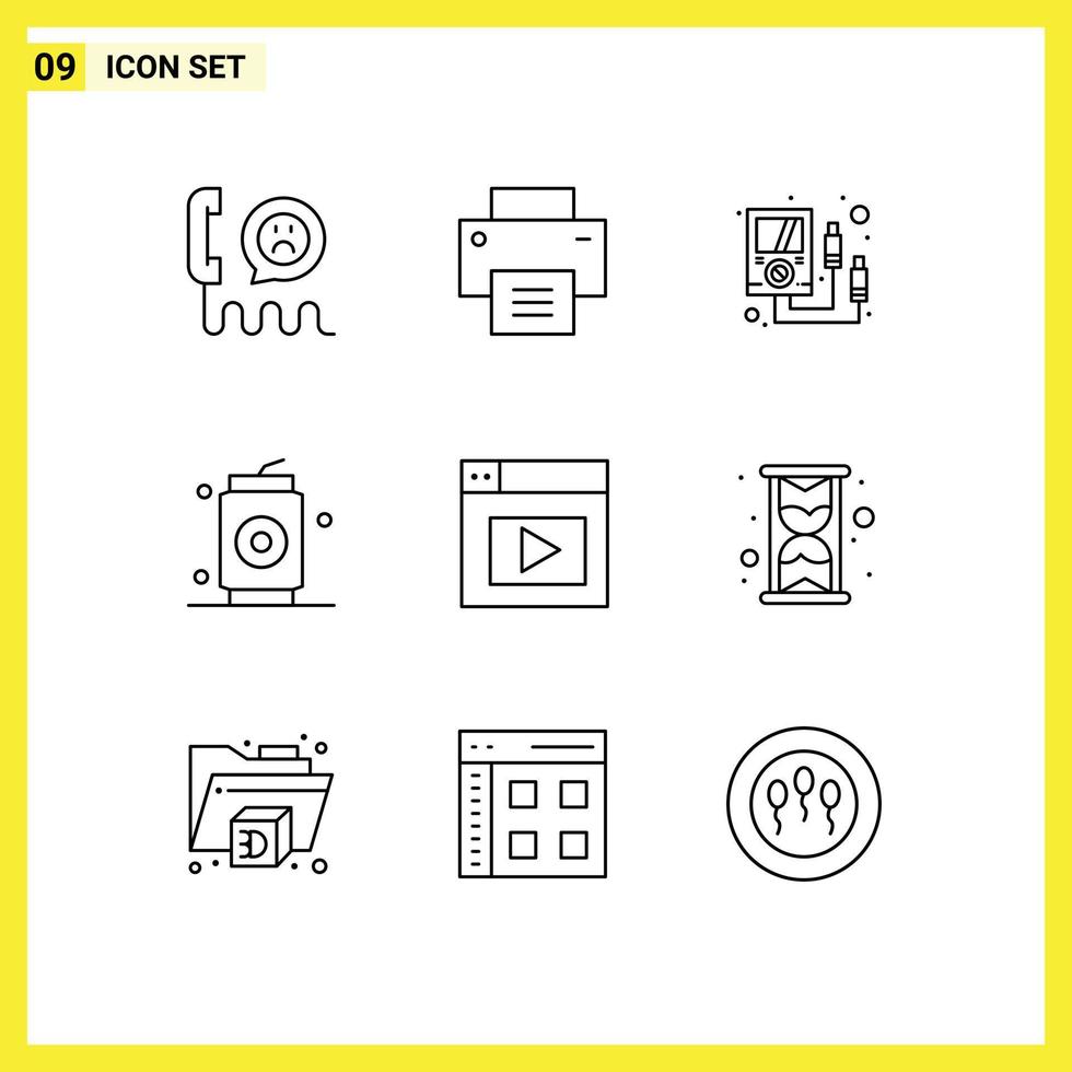 Modern Set of 9 Outlines and symbols such as web drinks user can multi meter Editable Vector Design Elements