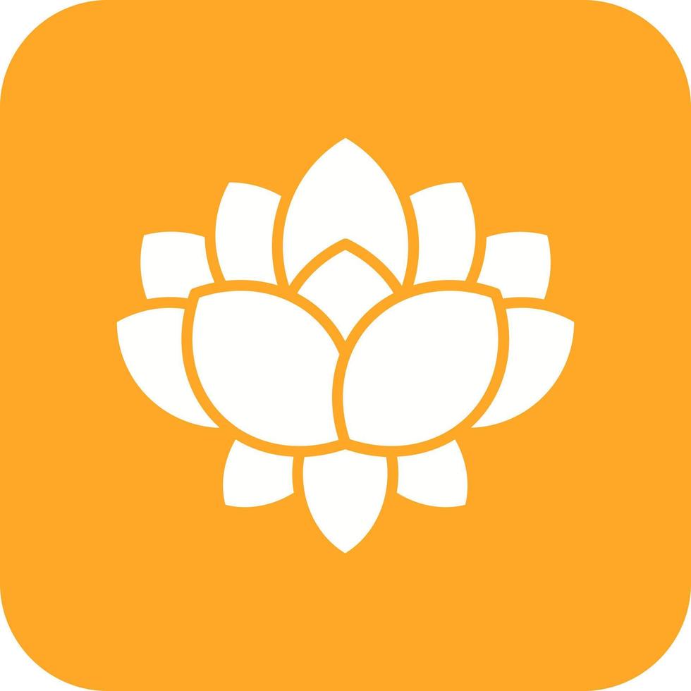 Lotus Flower Glyph Round Corner Background Icon vector